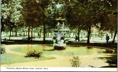 Kawin & Co. Fountain Water Works Park Canton Ohio Postcard Unposted Used