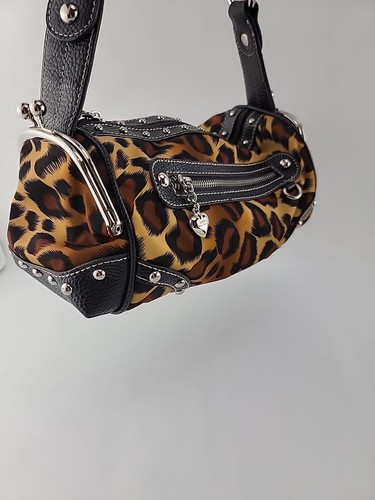 Vintage Y2K Kathy Van Zeeland Leopard Print Mini Bag Purse Hobo Animal - Picture 18 of 21
