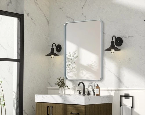 Elegant Lighting MR8A2736 Remy 27"W x 36"H Rectangular Flat - Silver - Picture 6 of 12