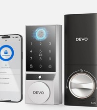 Video Doorbell Smart Lock WiFi Fingerprint Deadbolt 2K Camera Keyless- Silver