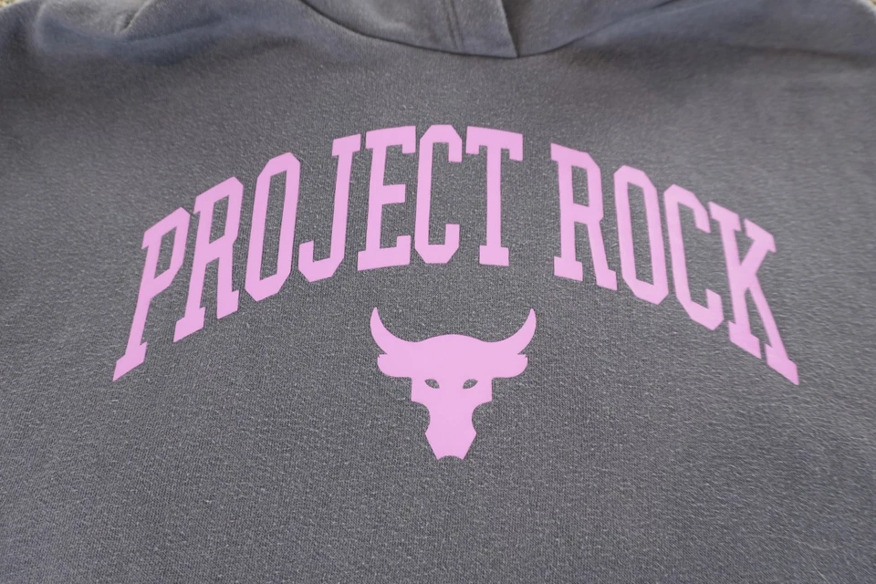 Under Armour Project Rock Sudadera con Capucha Camisa Pantalones Cortos Juveniles Pequeña Púrpura Negra Conjunto Gimnasio Foto 3 de 4