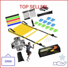 Speed Agility Training Equipment Set, Agility Ladder 20ft, 12 Football Cones, Re