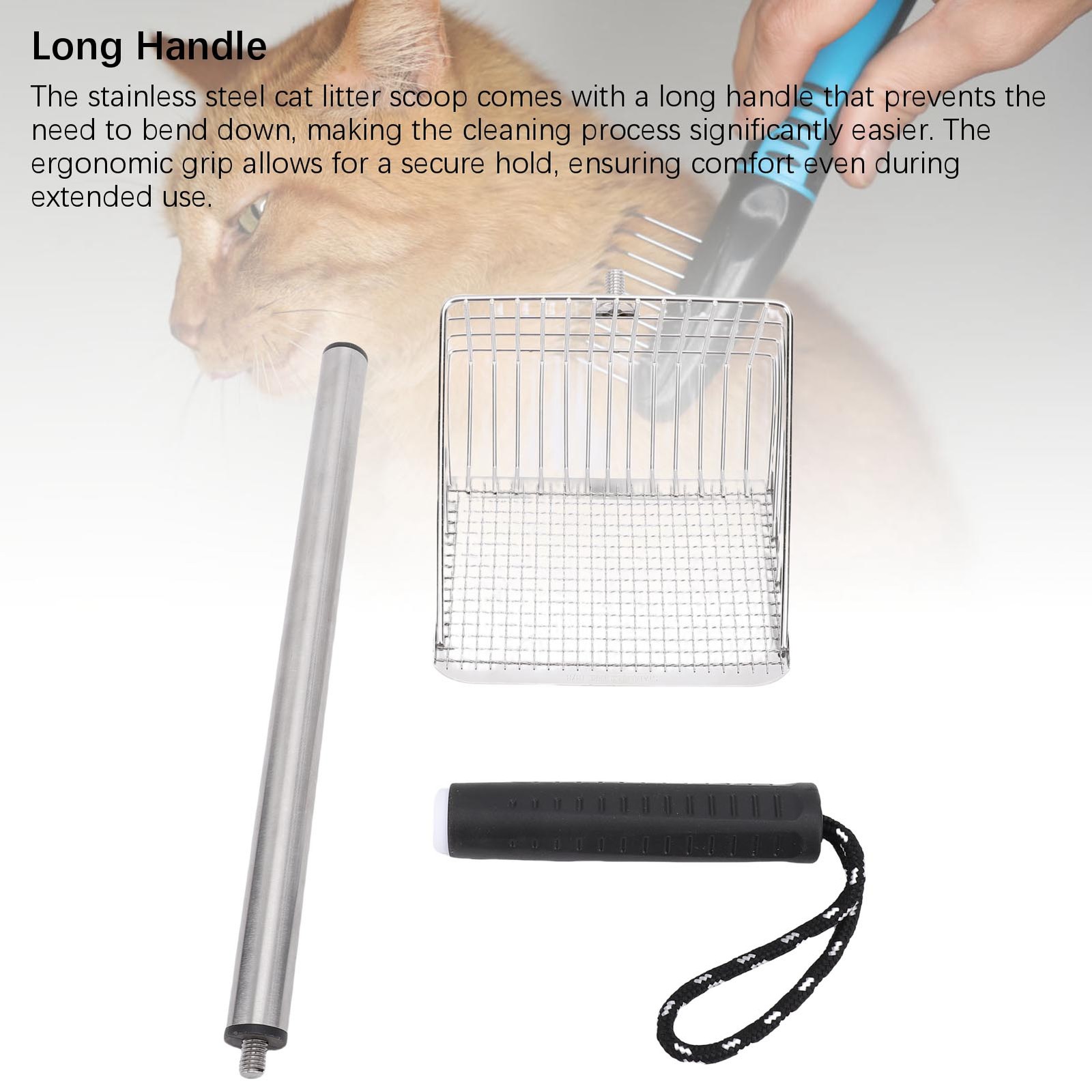 Cat Litter Shovel Poop Sifting Kitty Metal Scooper Heavy Duty For Litter Boxes
