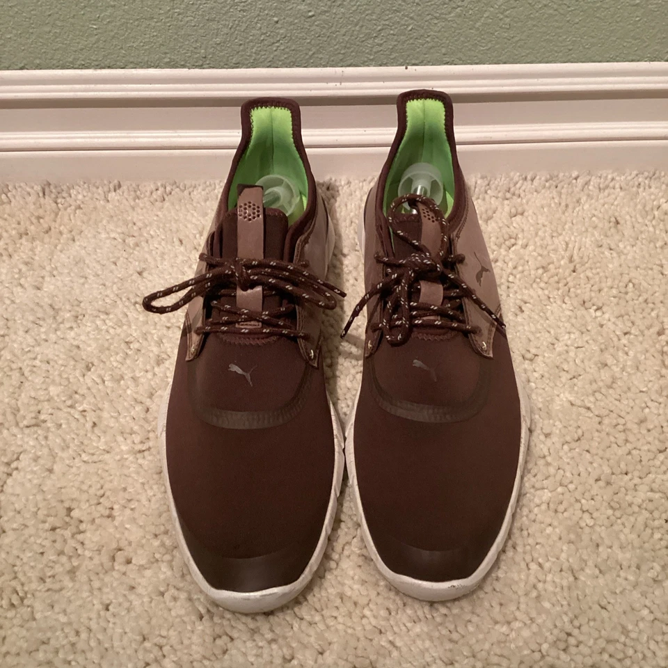 Mens Puma Ignite PWRADAPT Caged Crafted Golf Shoes Brown / Tan Size 12 - Image 3 of 4