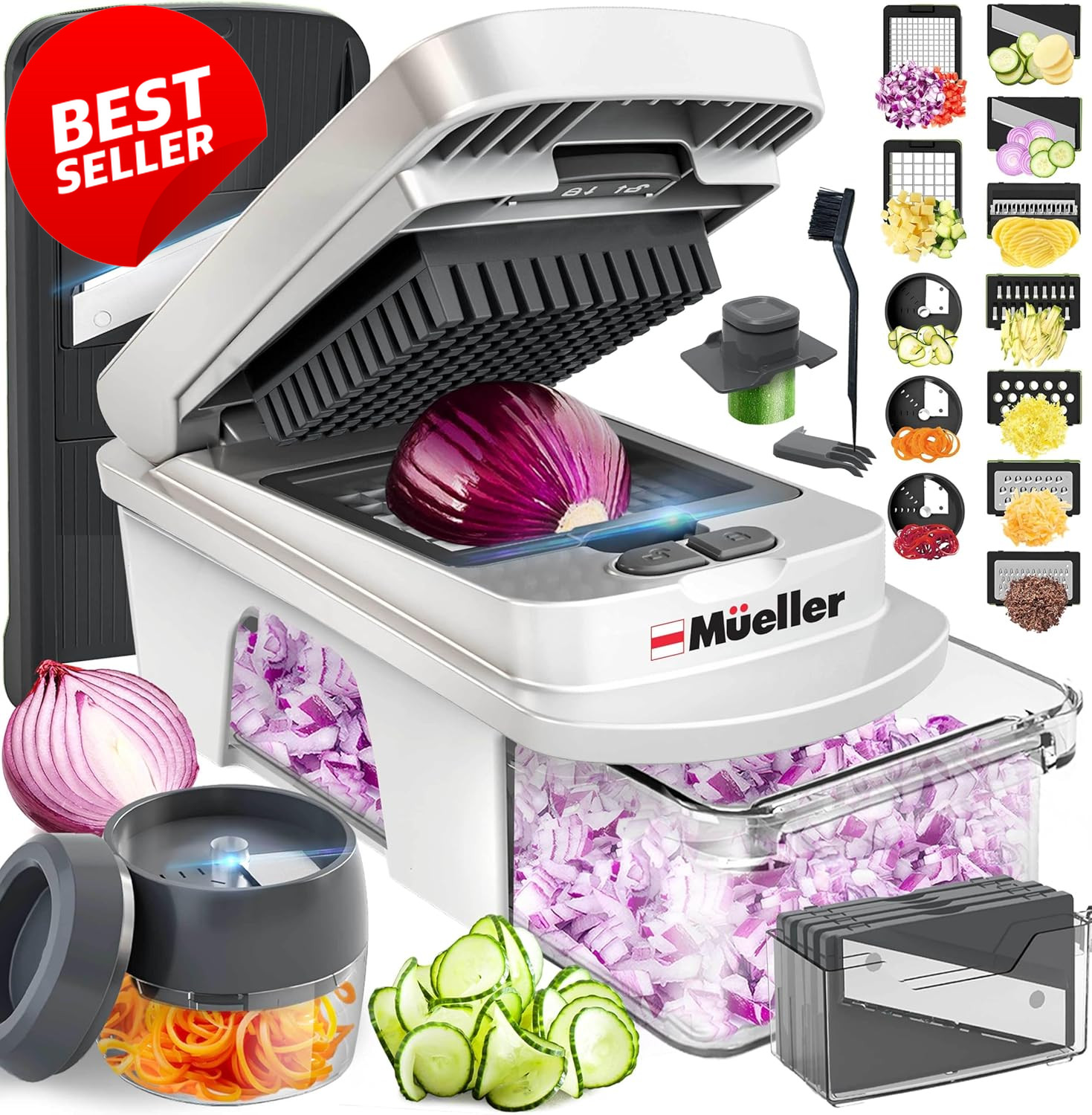 Pro-Series 12-Blade Mandoline Slicer Food Chopper Spiralizer