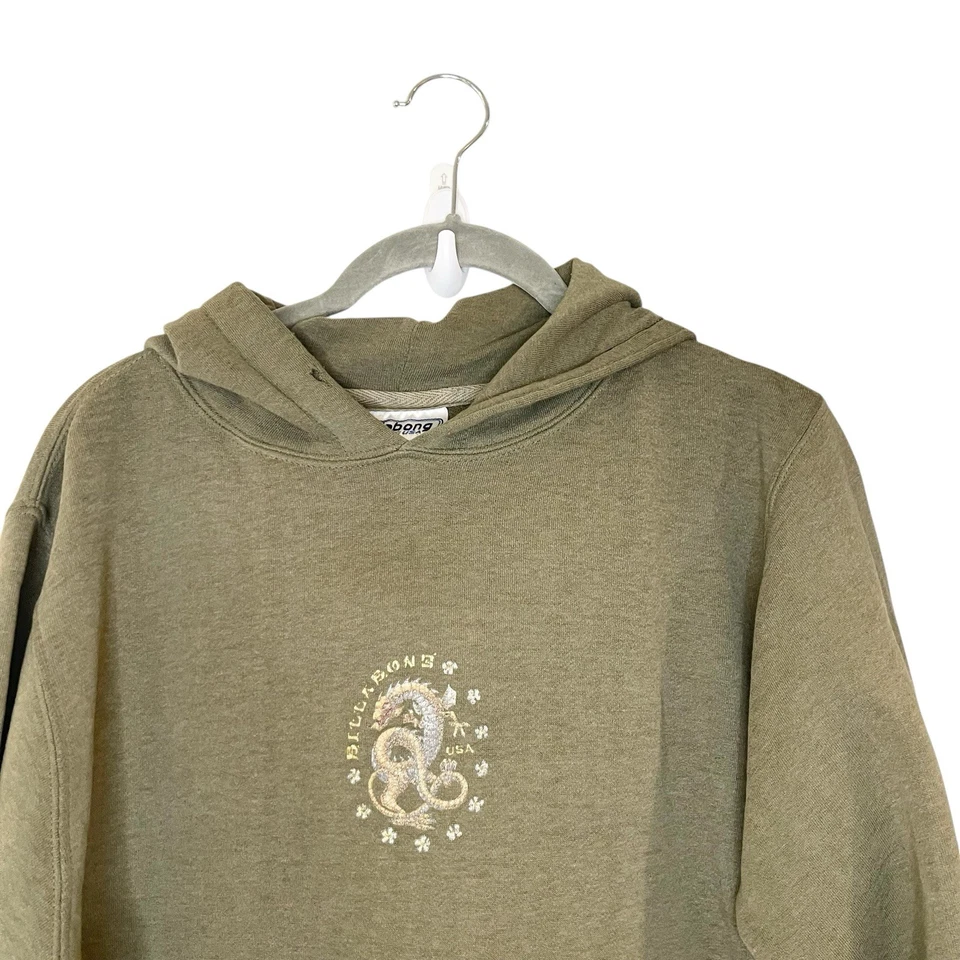 Vtg 90s Billabong Hoodie Green Dragon Surf Y2K Rare Chinese Floral Size S - Image 3 of 4