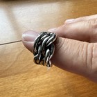 Silver Metal Chunky Braided Chain Link Band Ring Size 18 No Stone — photo 1