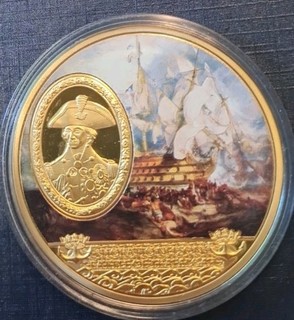 2014 HMS VICTORY Horatio Nelson Battle of Trafalgar Gold 50mm Coin/Medal COA