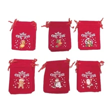 24 Pack Christmas Drawstring Gift Bags, 5x3.5", Candy, Small Gifts, Gift Cards