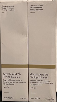 2-Glycolic Acid 7% Toning Solution Reverses Skin Aging 3.38 oz (100ml) Free Ship
