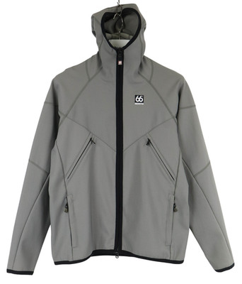 66 North Polartec Jacke Herren Groß Grau Reißverschluss Multipocket Logo Dehnbar