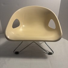 Vintage MCM Cosco Child Booster Seat Cream with Adjustable Chrome Legs Retro