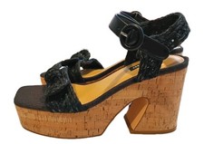 Women's 8.5 M Nine West Comiele Cork Platform Shoes Black Cocktail 4" Heel