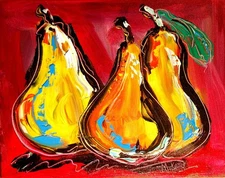 3 PEARS   VIEW  ABSTRACT  ART  PAINTING BY MARK KAZAV