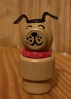 Vintage Fisher Price Little People Rare HTF Wood Brown Tan Dog