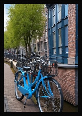 Vibrant Amsterdam Canals Framed Wall Art Poster Canvas Print Picture