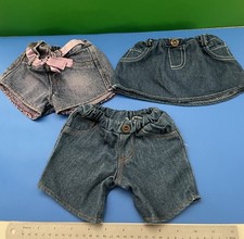 Build A Bear BABW Denim Skirt Shorts Bottoms Lot