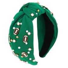 Football Headband for Women Pearl Rhinestone Jeweled Knotted Headband Fashion...
