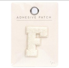 NEW White F Alphabet Varsity Letter Patch Letterman Jacket Adhesive 2 X 2.5 in