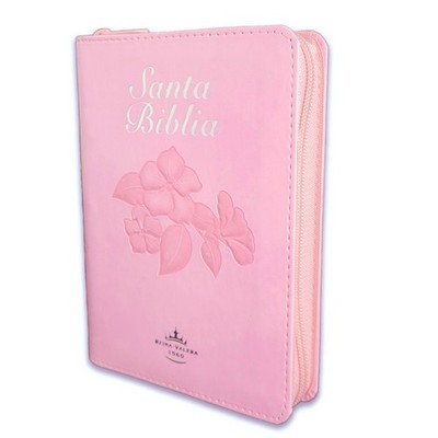 Biblia con Cierre Fuente de Bendiciones Compacta RV1960, imit. piel, rosado flor