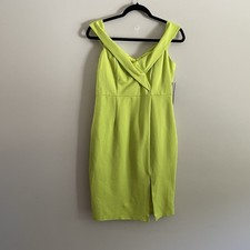 Lulus Women M Classic Glam Lime Green Off The Shoulder Bodycon Dress NWT