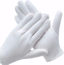 3 Pairs White Cotton Gloves for Dry Hands Eczema SPA Moisturizing - Work Glove L