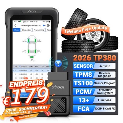2026 XTOOL TP380 TPMS-Programmiergerät OBD2-Scanner TPMS-Anlernung/Rücksetzung