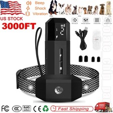 3000 FT Remote Dog Shock Training Collar Rechargeable Waterproof LCD Pet Trainer