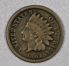 1862 "Indian Head" Copper-Nickel One-Cent, Laurel Wreath Rev w Shield, Good