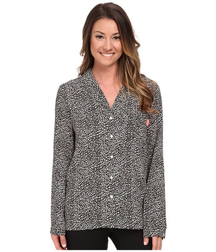 Calvin Klein Women's Viscose PajamaTop, Black/Gray Leopard Print, Size XS
