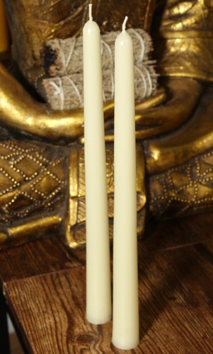 10-inch WHITE BEESWAX Taper CANDLES Cotton Wicks Wedding Party Dinner Organic - Picture 3 of 4