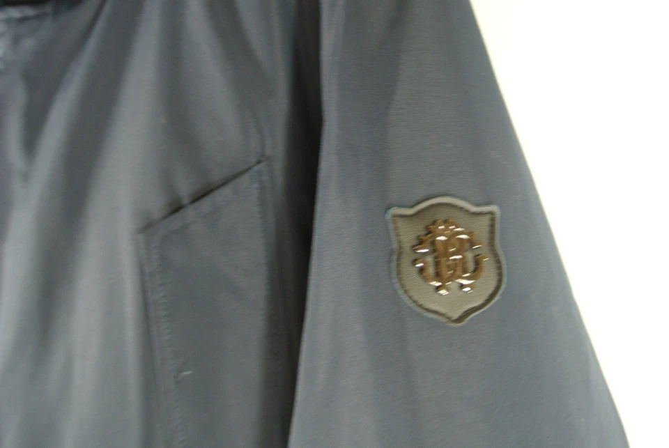 NUEVO, Anorak con capucha de piel real Roberto Cavalli para hombre en azul marino talla M #DC521 Foto 3 de 4