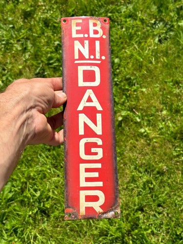 57236 Vintage Antique Enamel Sign Electrical Warning Notice Pylon Danger Plate - Picture 2 of 4