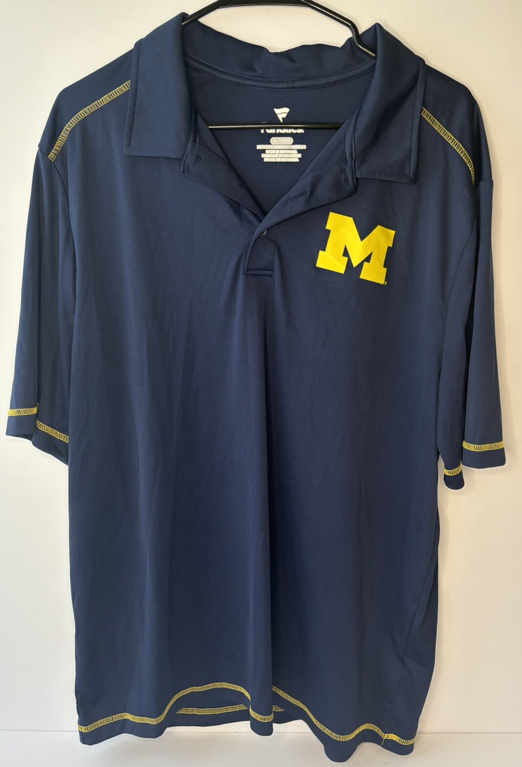 Fanatics Mens U of M Michigan Wolverines Short Sleeve Blue Polo Shirt Size XL