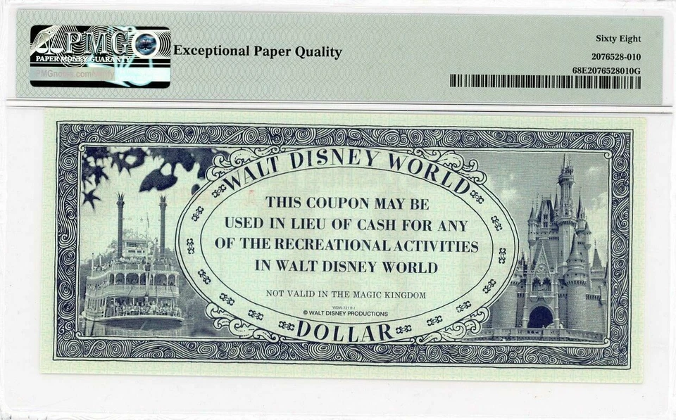 1972 A $1 Recreation Coupon Disney Dollar PCGS 68 PPQ TOP POP - Image 2 of 2