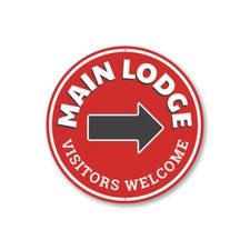 Main Lodge Ski Lodge Welcome Sign, Directional Arrow Sign, Ski Lodge Metal Sign