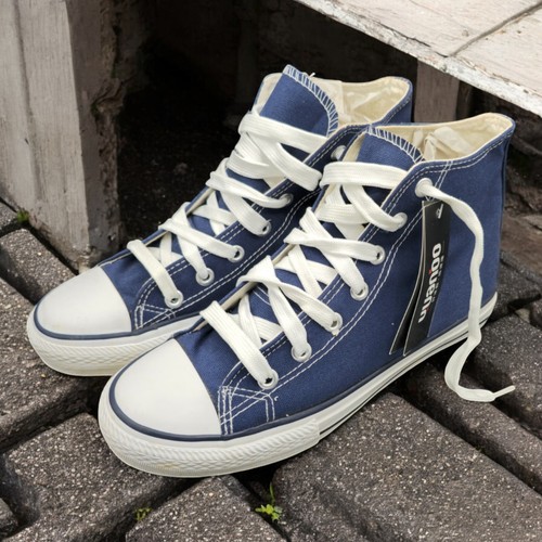 Unisex Blue High-Top Canvas Sneaker Lace up Sports Athletic Sneakers Sz 36 - 41 - Picture 10 of 12