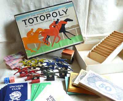 Vintage TOTOPOLY Brettspiel Waddingtons 40er Jahre Pferderennen   