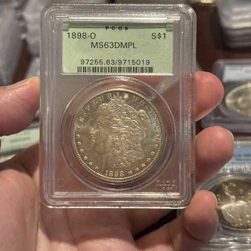 1898-O Morgan Dollar- PCGS MS63DMPL Deep Mirrors Frosty Devices OGH vintage Slab - Picture 14 of 17