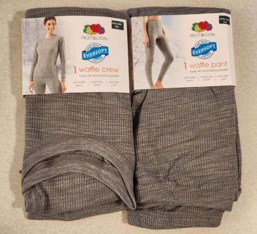 Fruit of the Loom Women's XXXL (22) Waffle Thermal Set GRAY Shirt & Pants #21423 - Picture 1 of 9