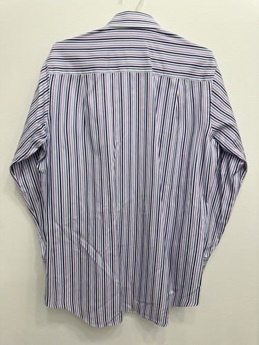 David Donahue Dress Shirt Mens Size 16-32/33 Striped Long Sleeve Button Up Trim - Picture 10 of 12