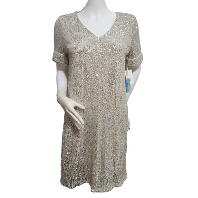 white christmas dresses Champagne Sequin Ruched Short Dress With Criss Cross Back main image 1