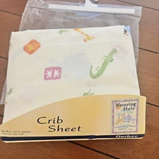 Gerber Crib Sheet Watering Hole  28"  X 52" Cotton Blend Animal Yellow USA