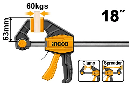 Ingco Quick Action Bar Clamp 63X150Mm 63X300Mm 63X450Mm - Picture 5 of 5