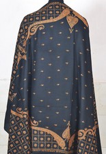 BLACK KASHMIRI MICRO HAND EMBROIDERED JAAL SHAWL PASHMINA