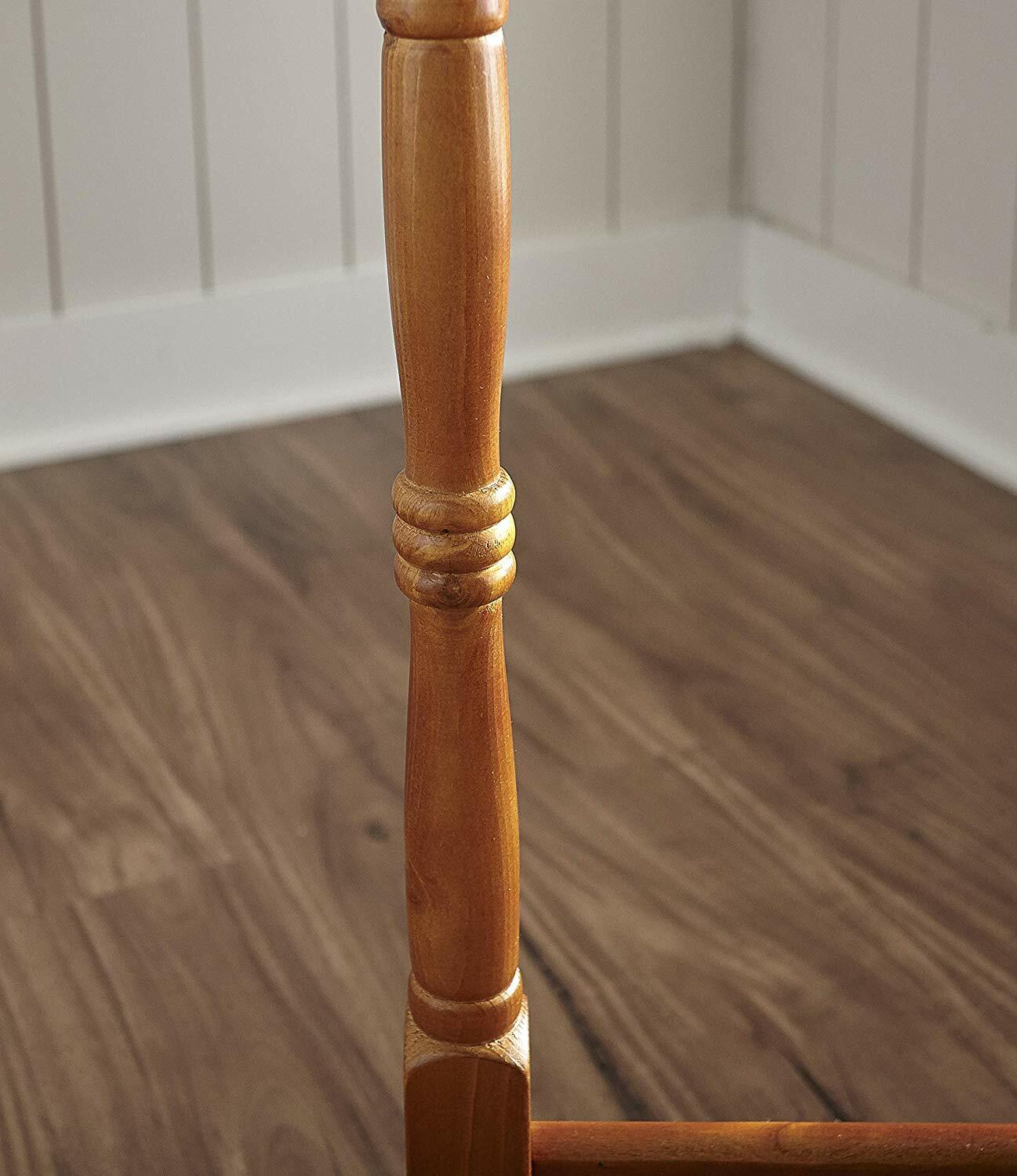 Vintage Oak Finish Wooden Quilt Rack Stand Blanket Bedspread Storage Display Ograniczona wyprzedaż, świetne okazje
