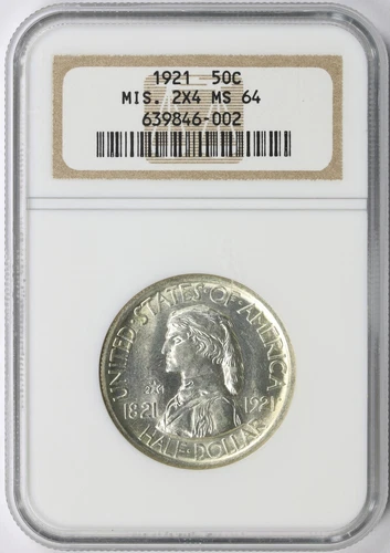 1921 Missouri 2x4 50c Commemorative Half Dollar NGC MS64