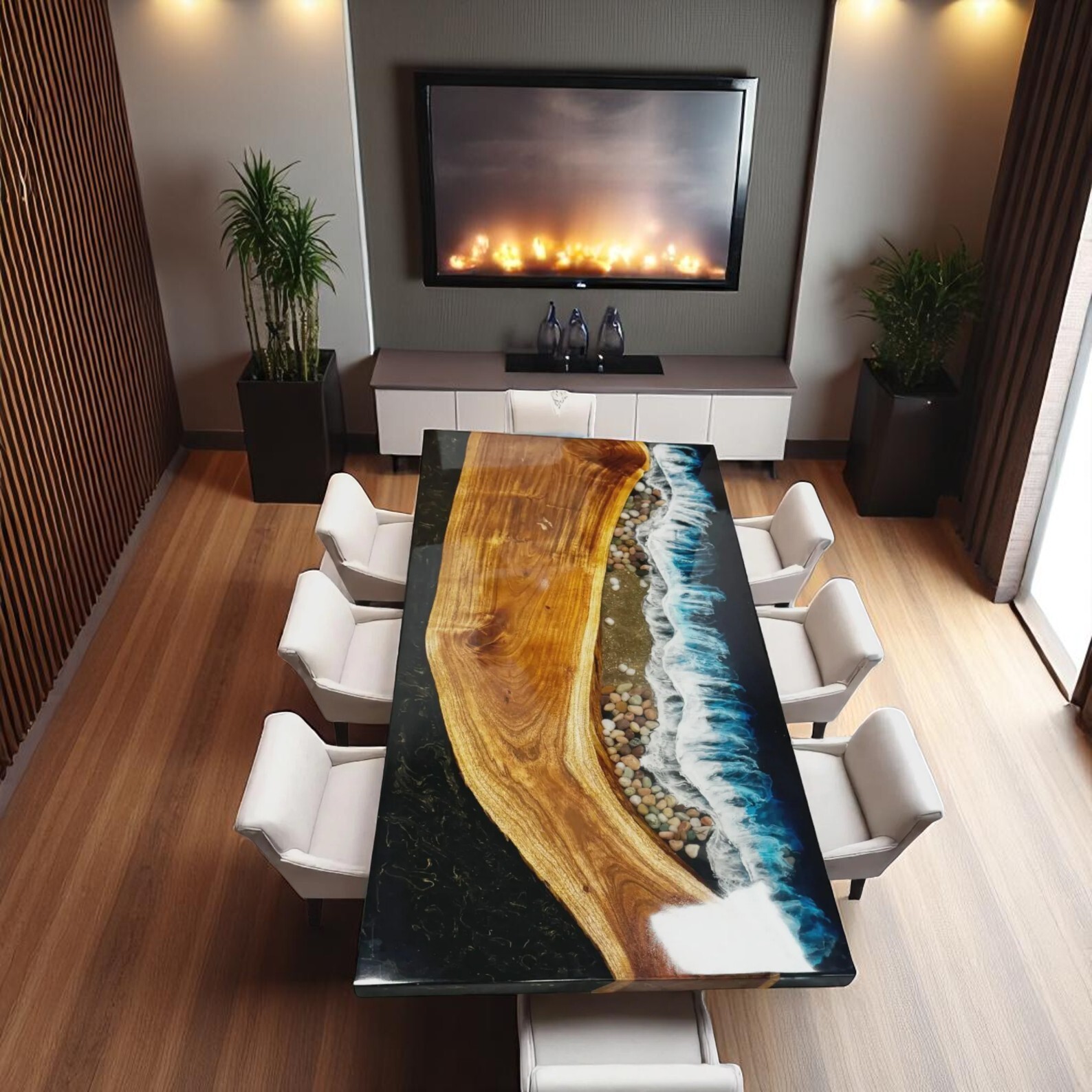 36x72 Acacia Wood Epoxy River Table Top Farmhouse Style Live Edge Furniture-image