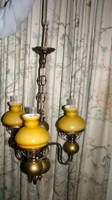 Colonial Pendant Lamp 4 Candle Lamps Good Condition Colonial Pendant Lamp 4 Candle Lamps Good Condition