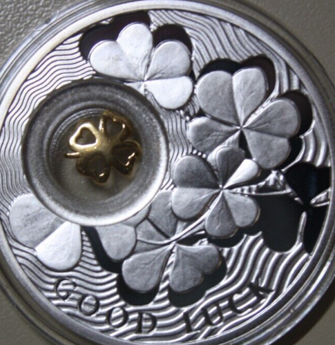 Niue 2 dólares 2012 plata "Lucky Coins" #F5831 inserto "4 hojas trébol" raro - Imagen 2 de 10